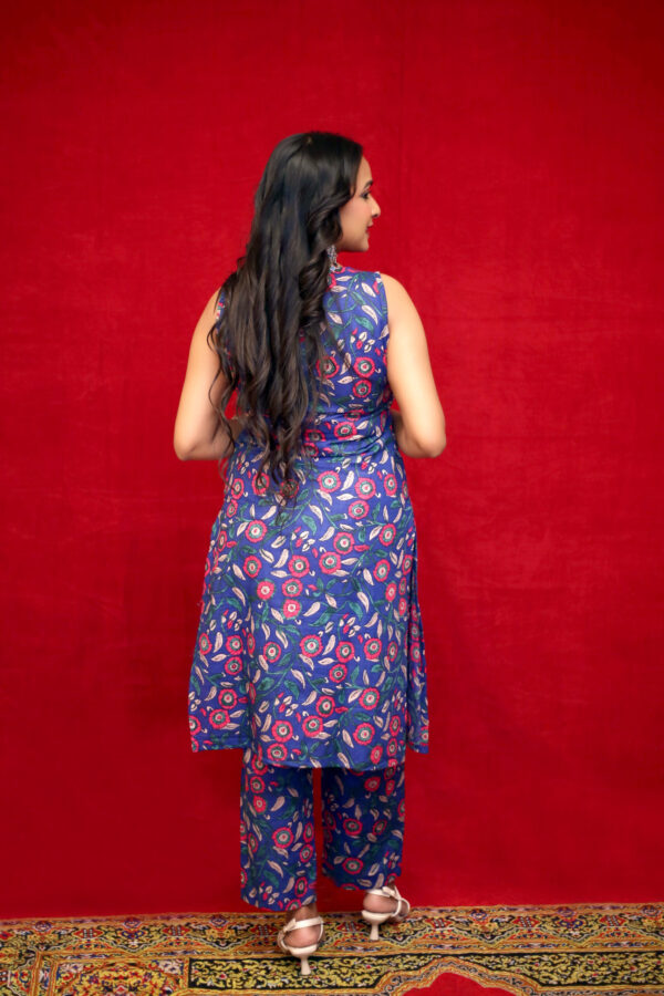 MIDNIGHT BLUE ELEGANCE - kurti co-ord set with vibrant accents - Image 2