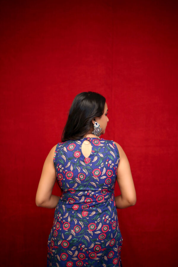 MIDNIGHT BLUE ELEGANCE - kurti co-ord set with vibrant accents - Image 3